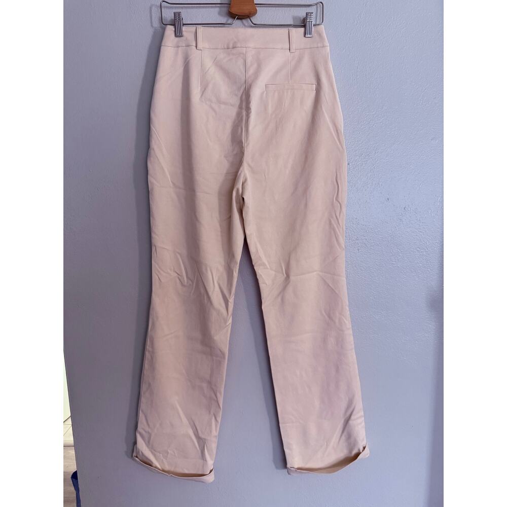 BEBE new Natural Waist Zipper Detail beige cream mini bootcut pants trousers - Picture 4 of 11